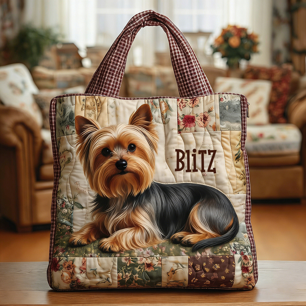 Crafted Yorkshire Terrier Quilted Eco-friendly Tote Bag | VETote37
