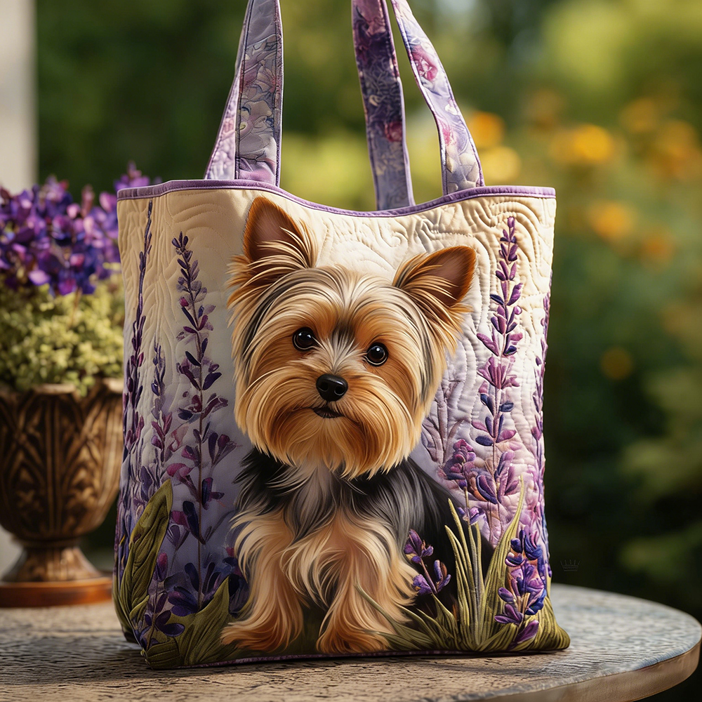 Crafted Yorkshire Terrier Quilted Tote Bag | VETote105