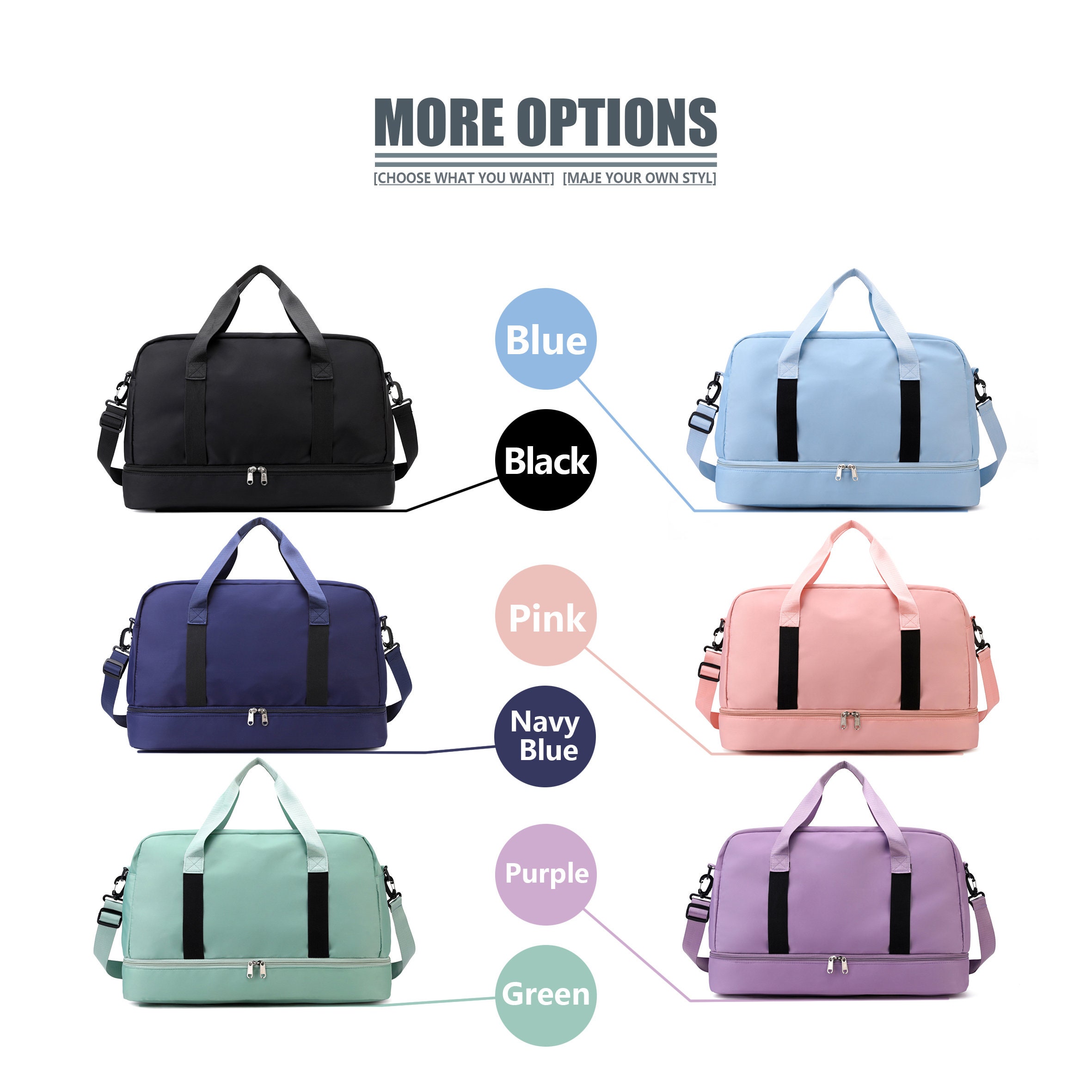 Personalized Embroidery Color Duffle Bag
