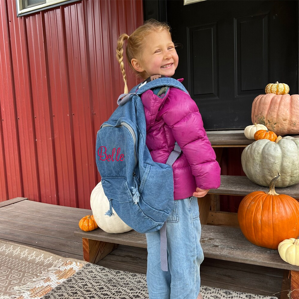 Personalized Embroidery Denim Backpack