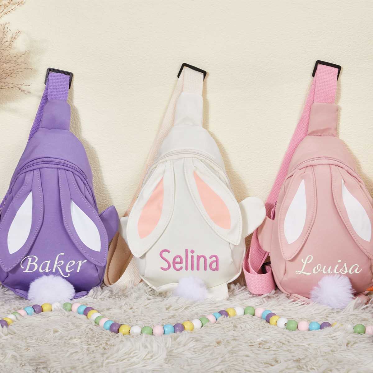 Personalized Embroidered Kids Bunny Crossbody Bag