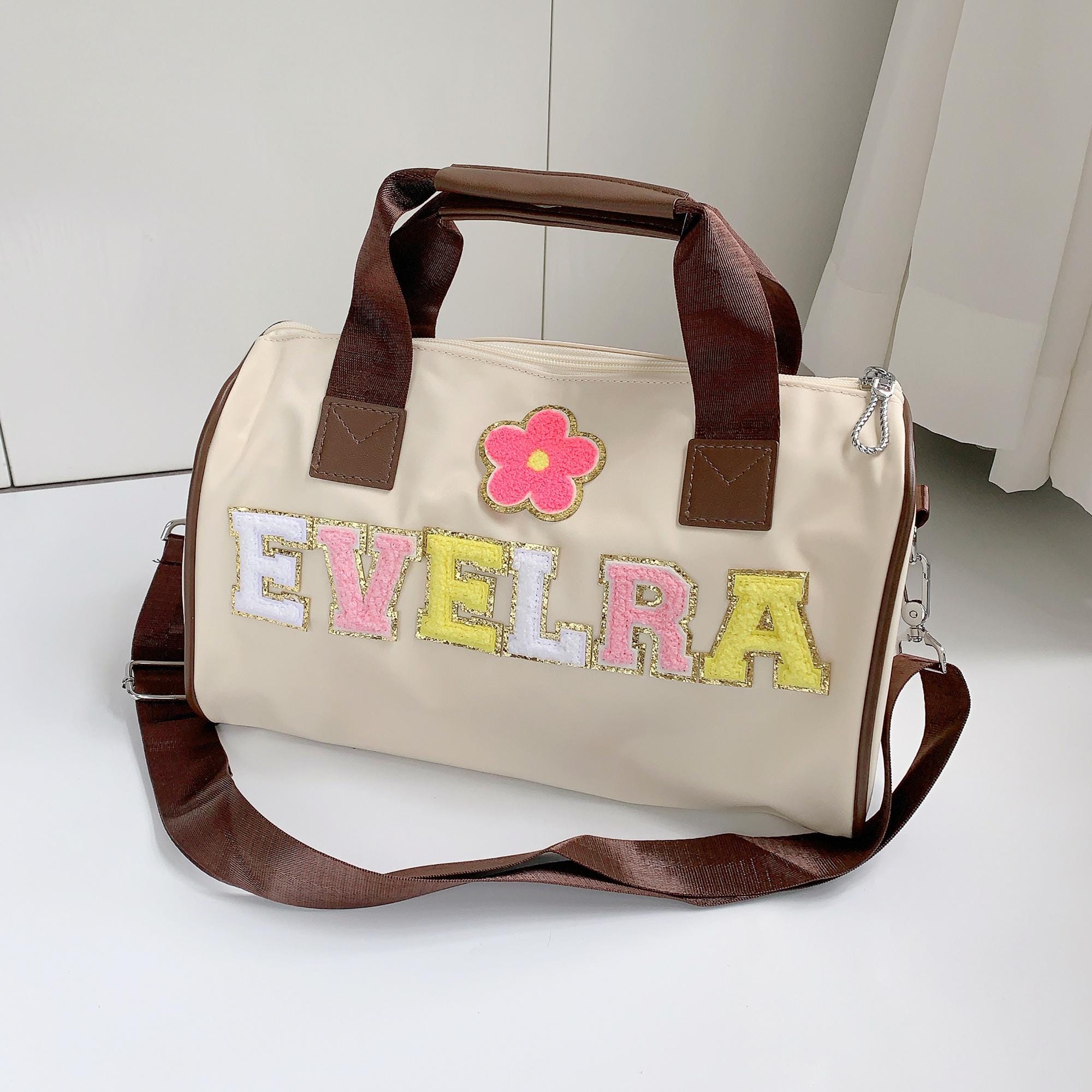 Personalized Chenille Letter Patch Sports Duffle Bag