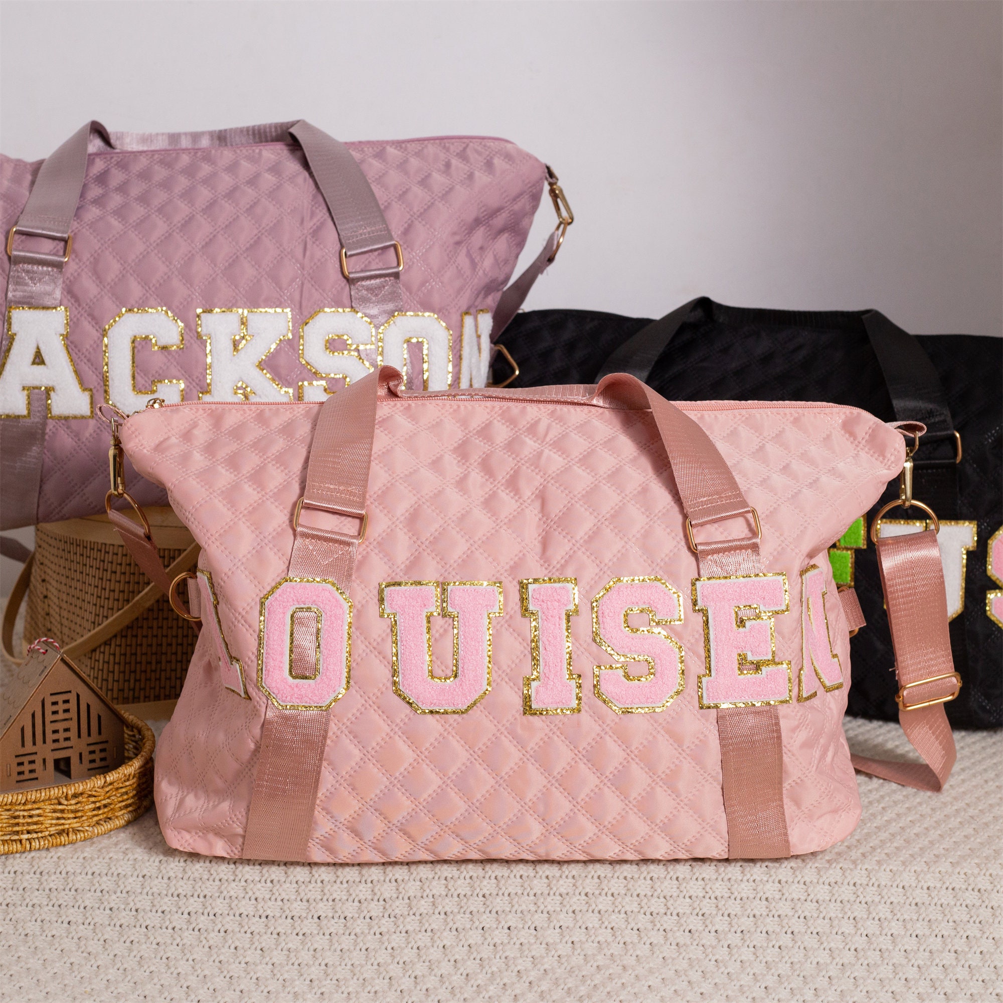 Personalized Chenille Letter Water Proof Duffle Bag