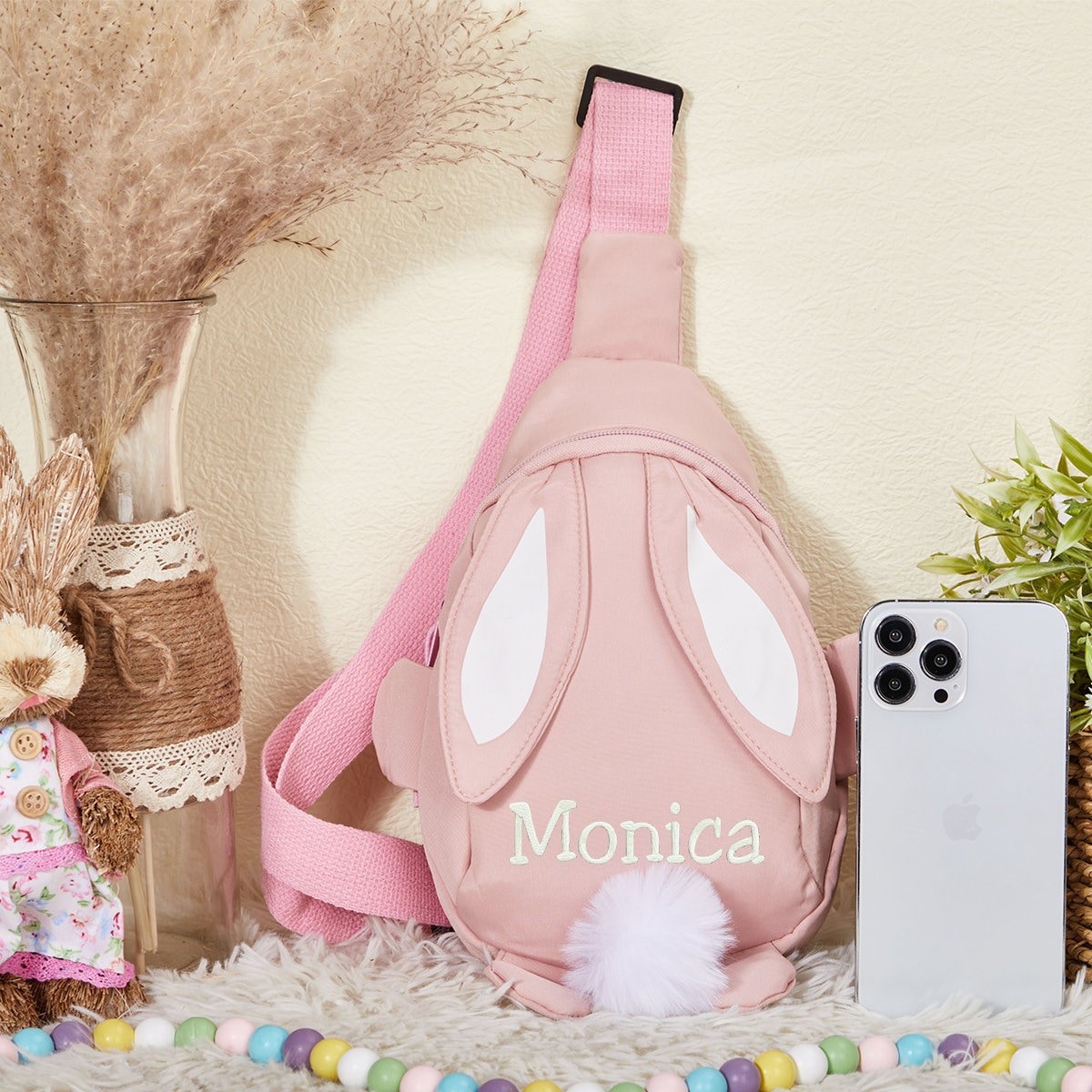 Personalized Embroidered Kids Bunny Crossbody Bag