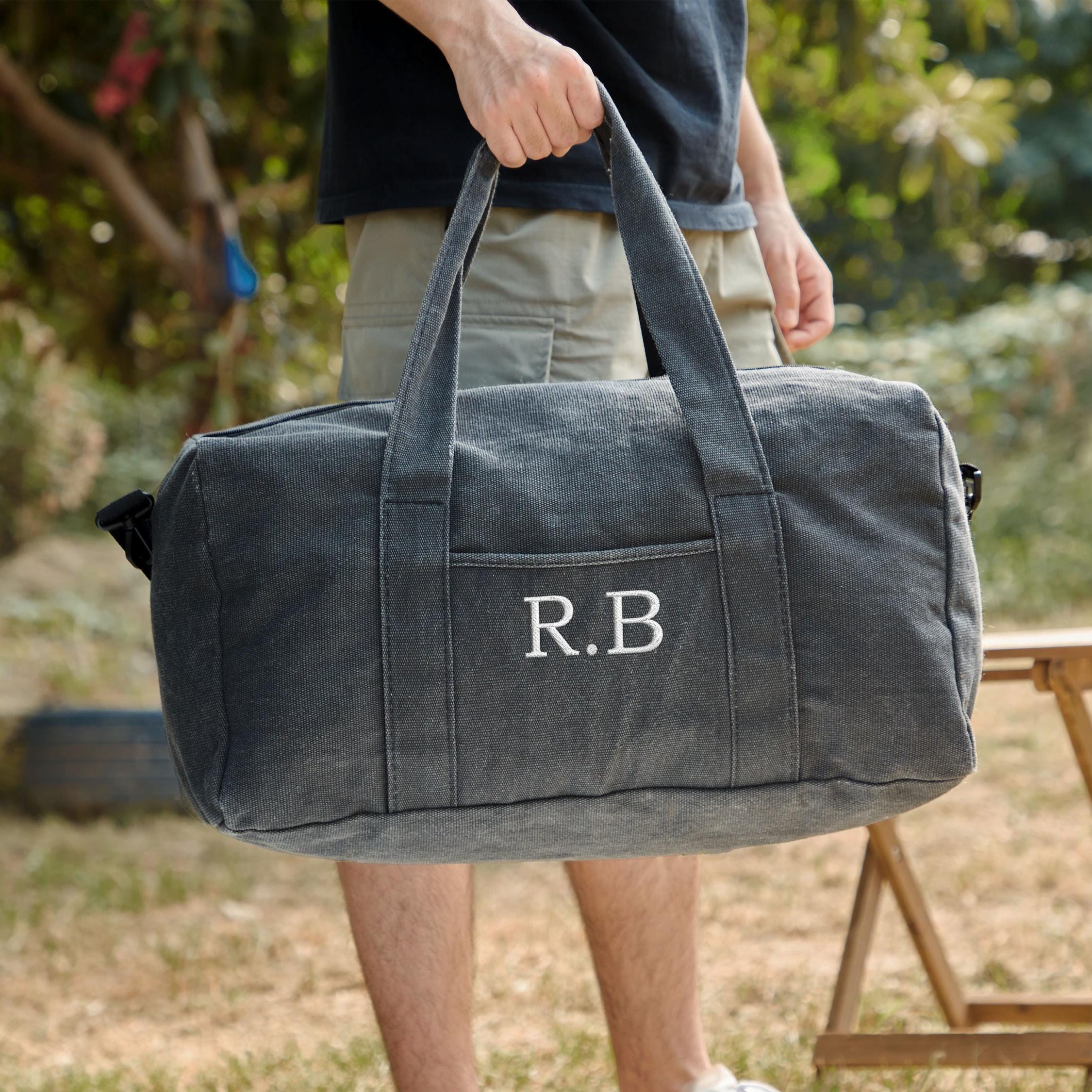 Personalized Embroidered Canvas Duffel Bag