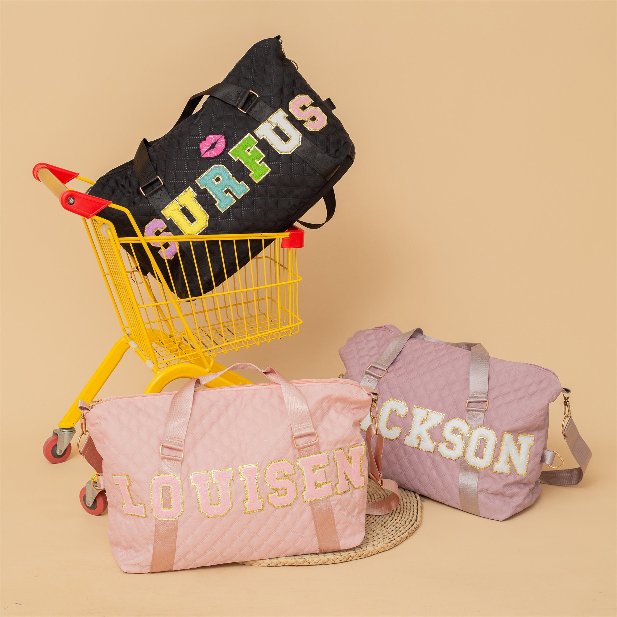 Personalized Chenille Letter Water Proof Duffle Bag