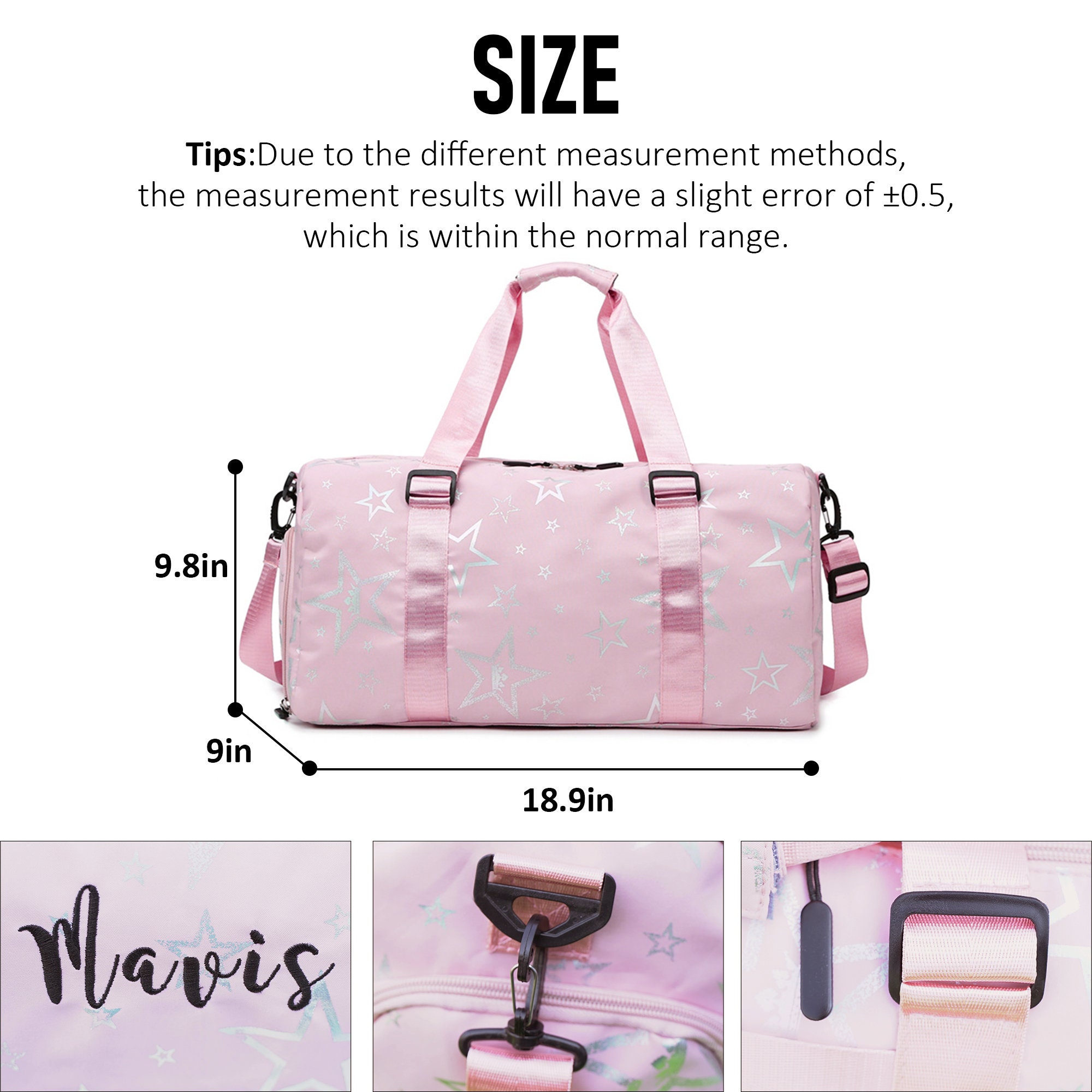 Personalized Embroidery Star Oxford Fabric Duffle Bag