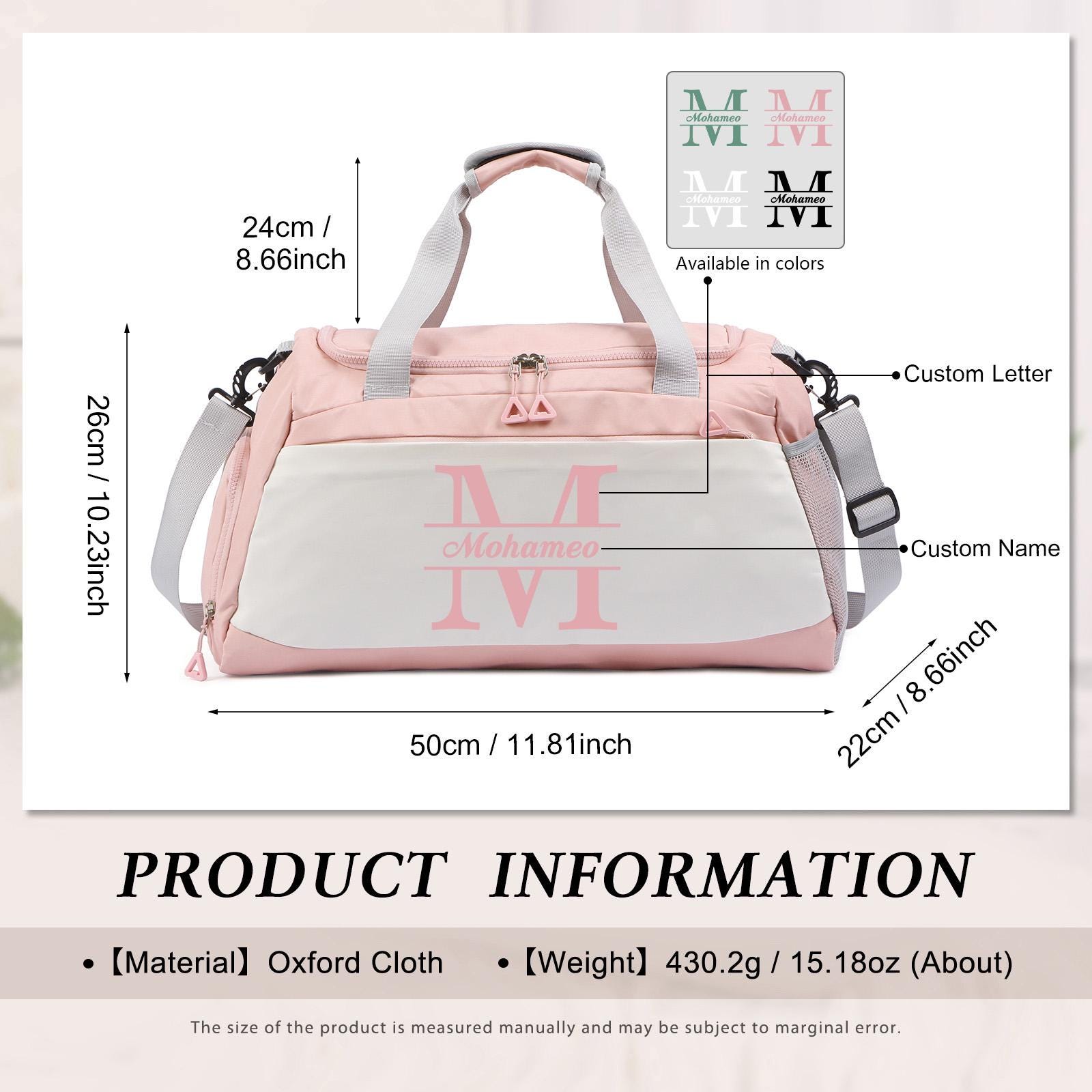 Personalized Monogram Weekender Travel Duffle Bag