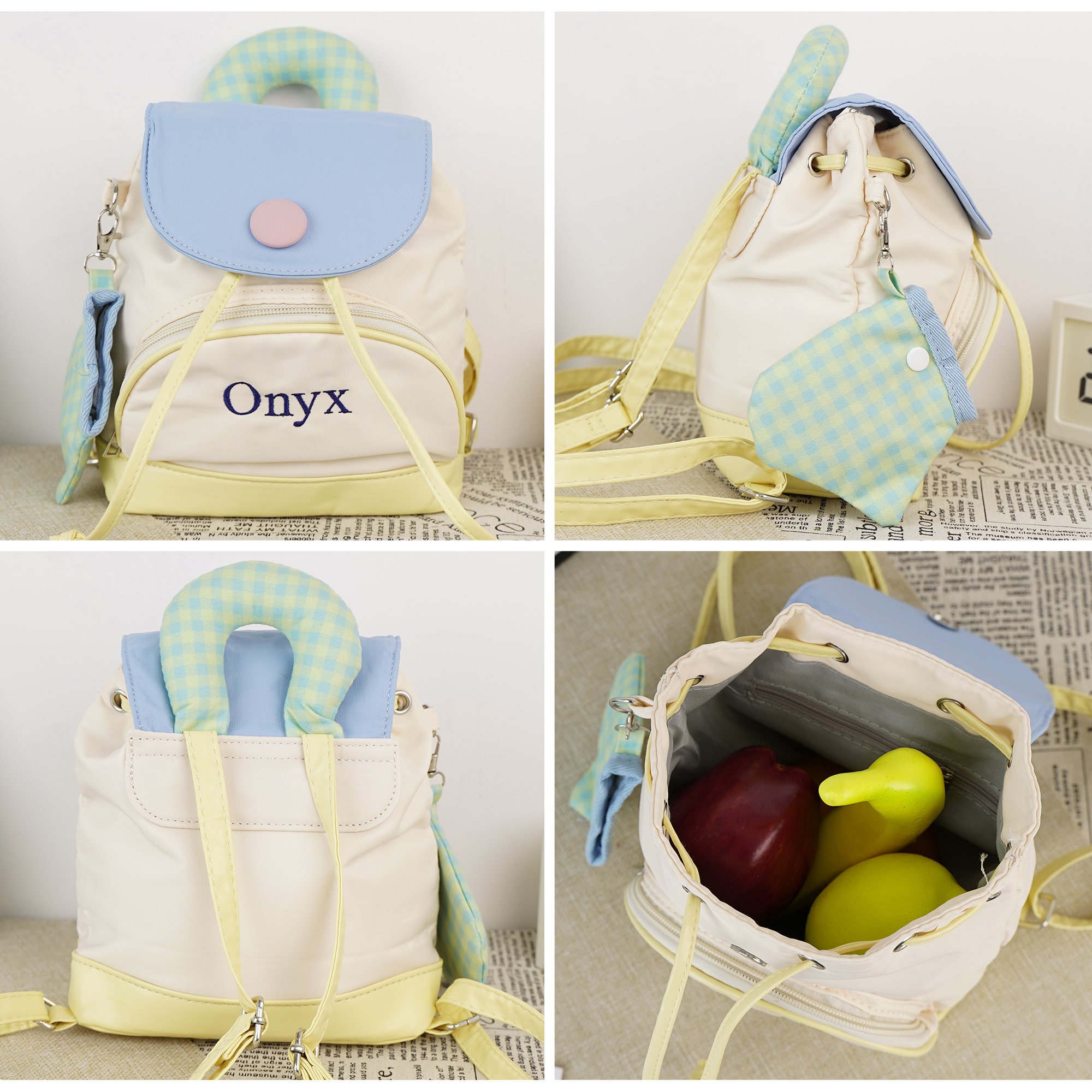 Personalized Embroidery Kid Pop Color Canvas Backpack