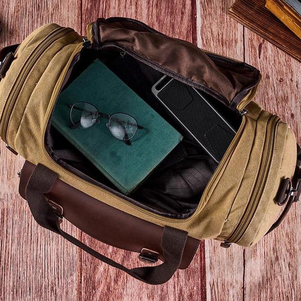 Personalized Leather Monogram Engraved Duffel Bag