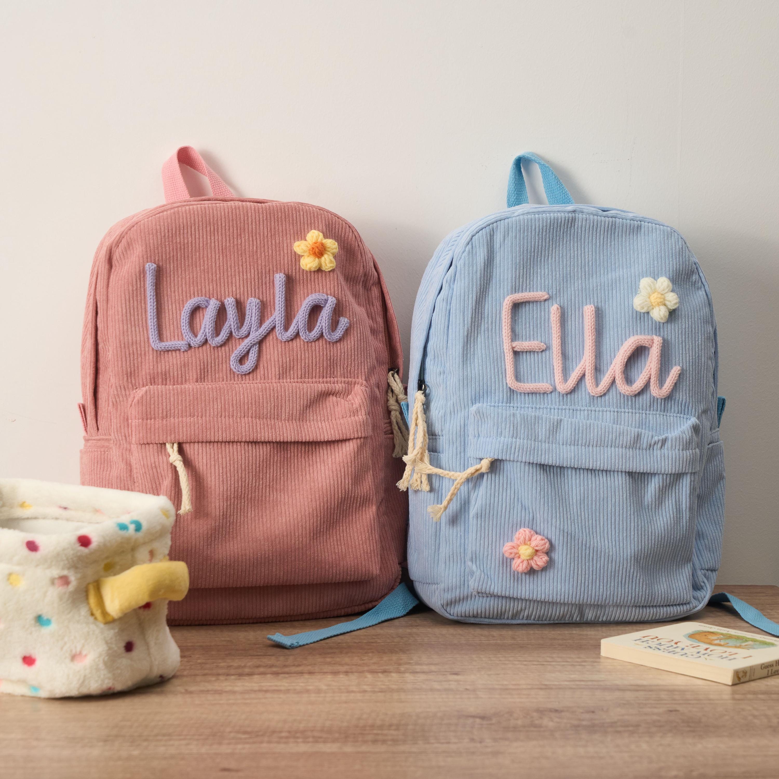 Personalized Knitted Wire Name Floral School Backpack
