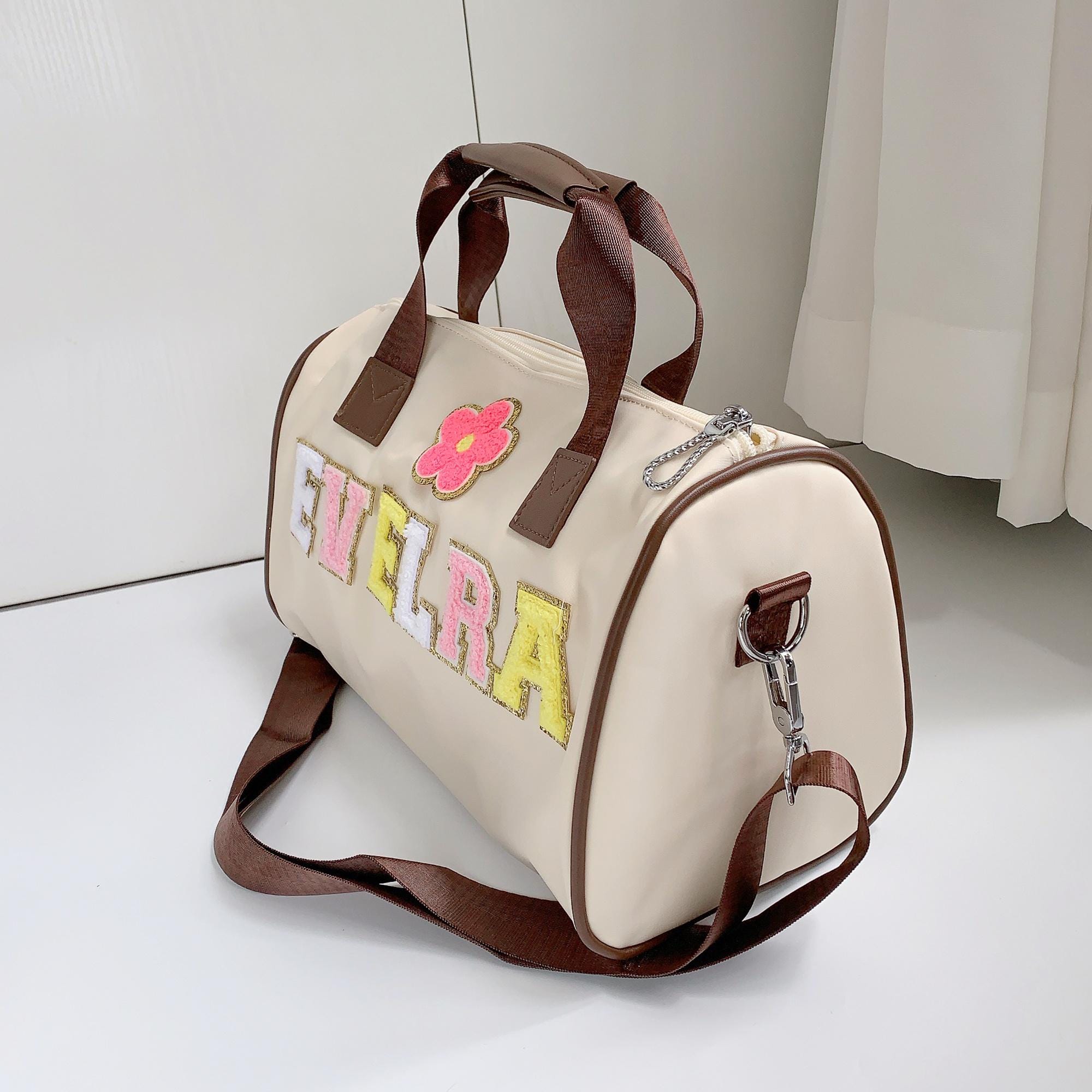 Personalized Chenille Letter Patch Sports Duffle Bag