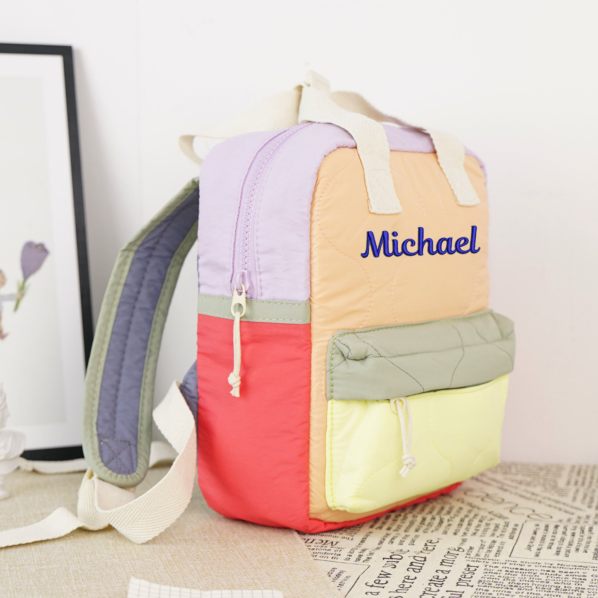 Personalized Embroidery Kid Pop Color Backpack
