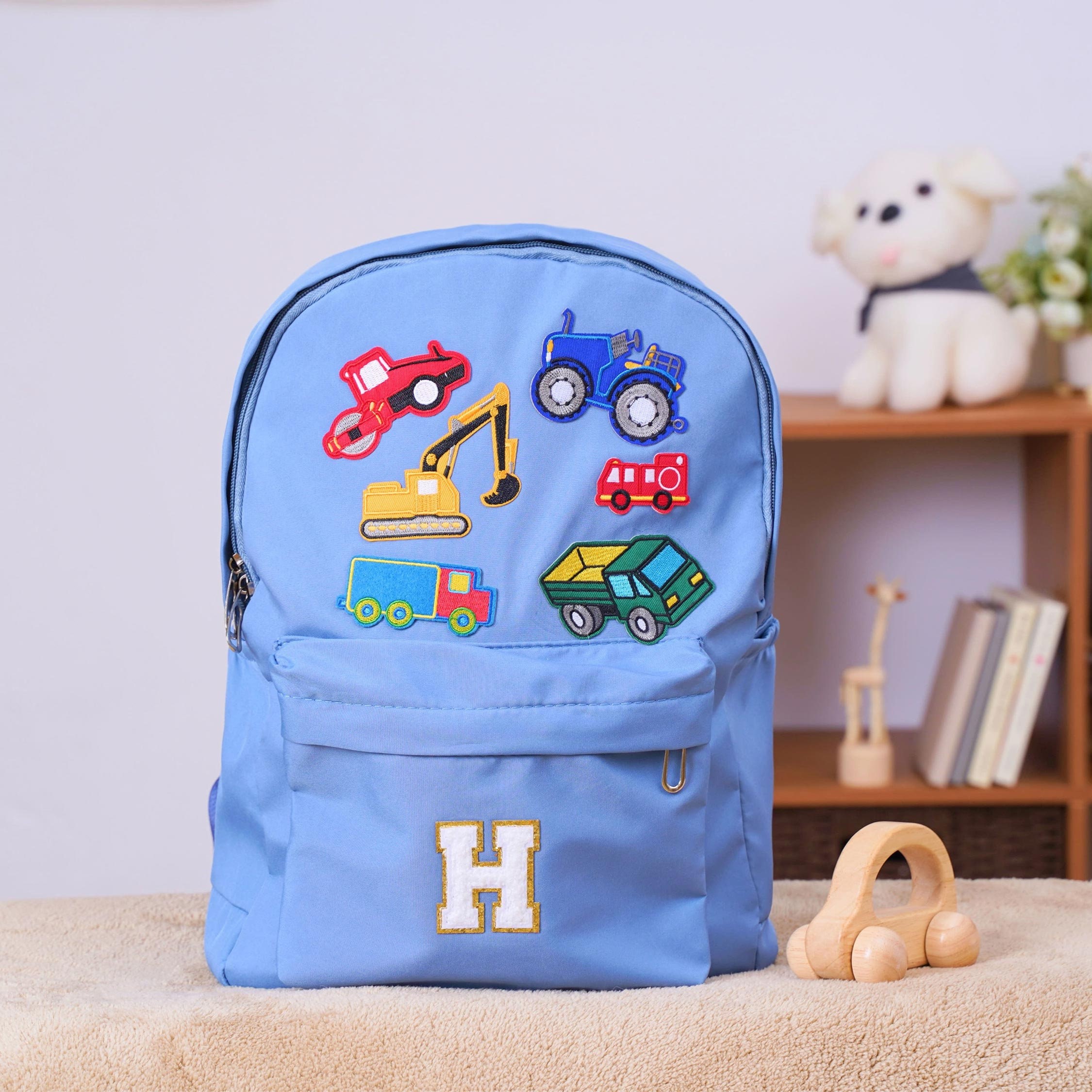 Personalized Chenille Letters Patch Kids School Backpack Set