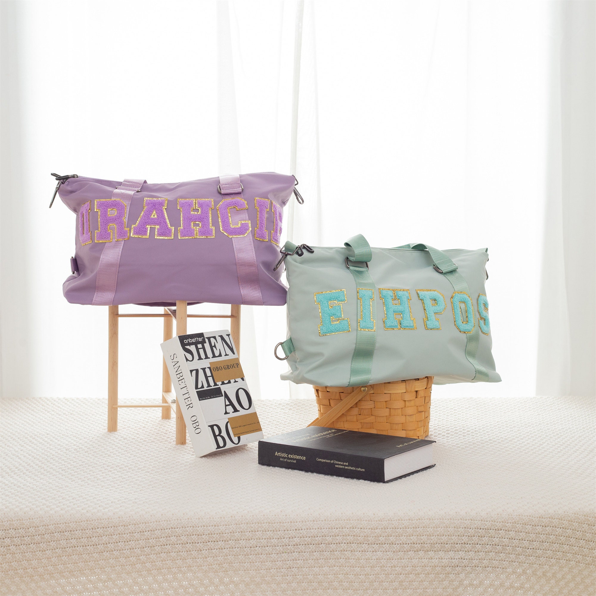 Personalized Chenille Letter Water Proof Duffle Bag