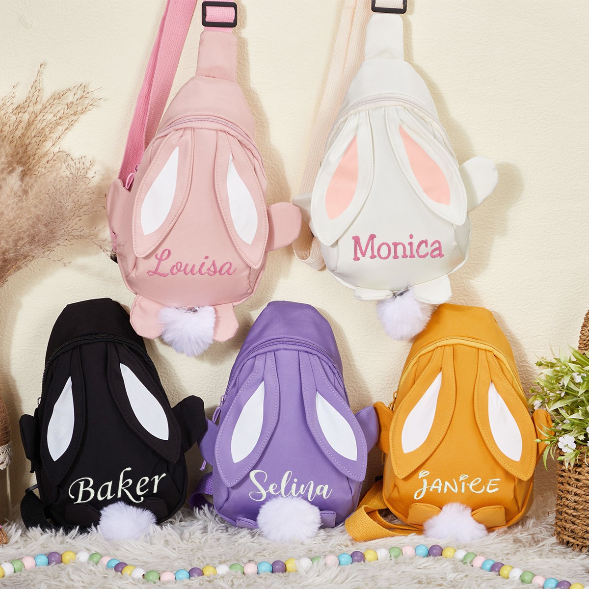 Personalized Embroidered Kids Bunny Crossbody Bag