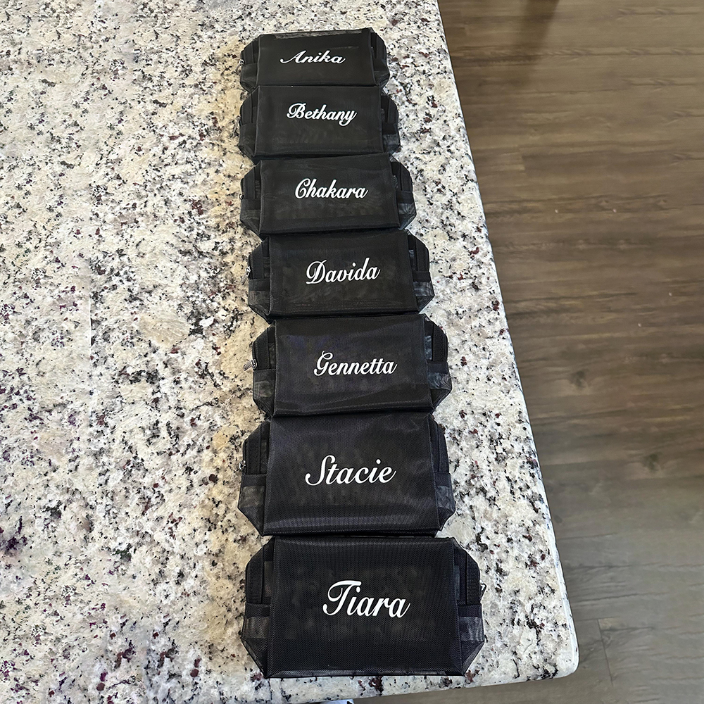 Personalized Zipper Mesh 3 Piece Set Makeup Bags