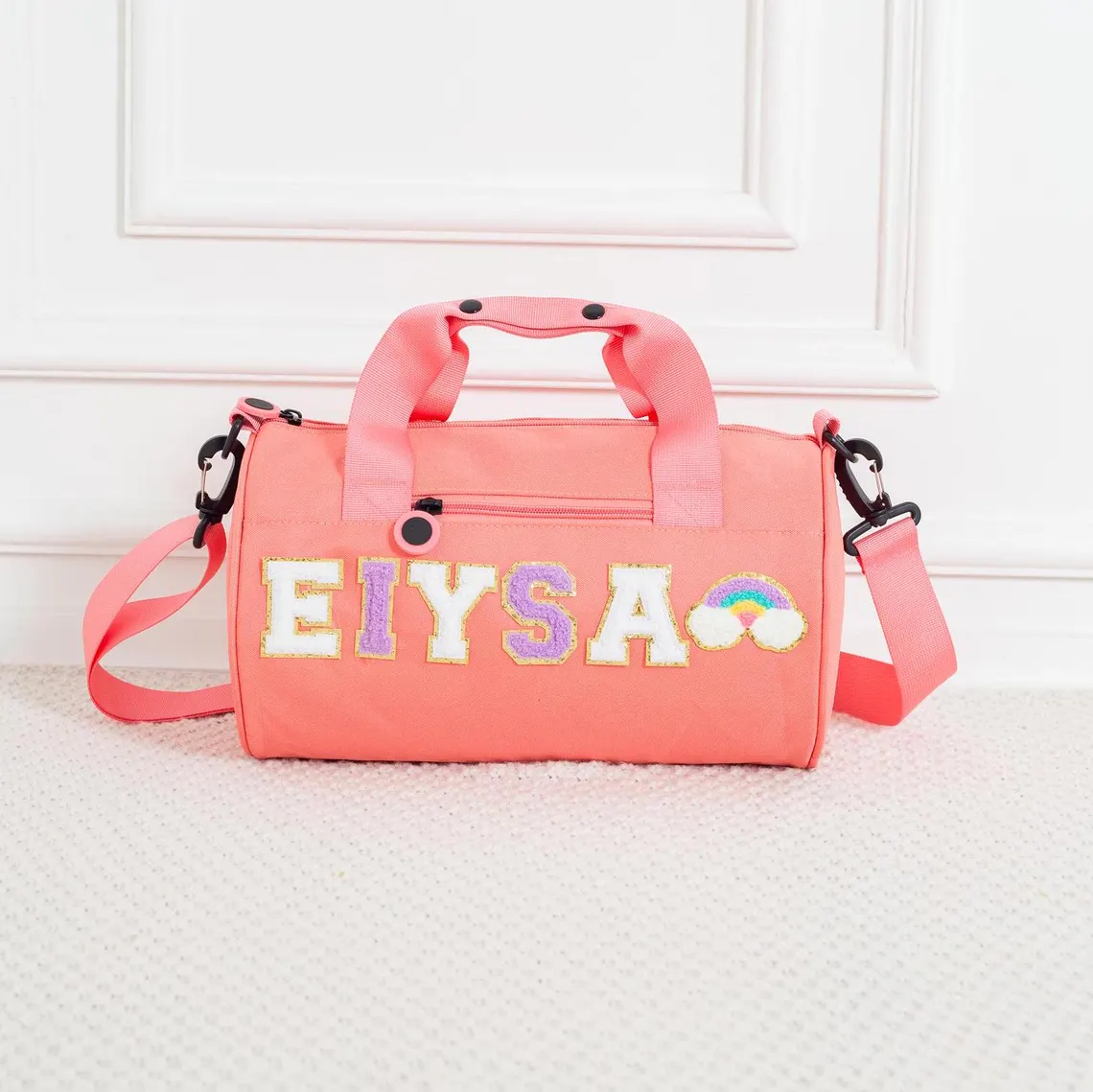 Personalized Chenille Letter Patch Water Proof Duffle Dance Bag