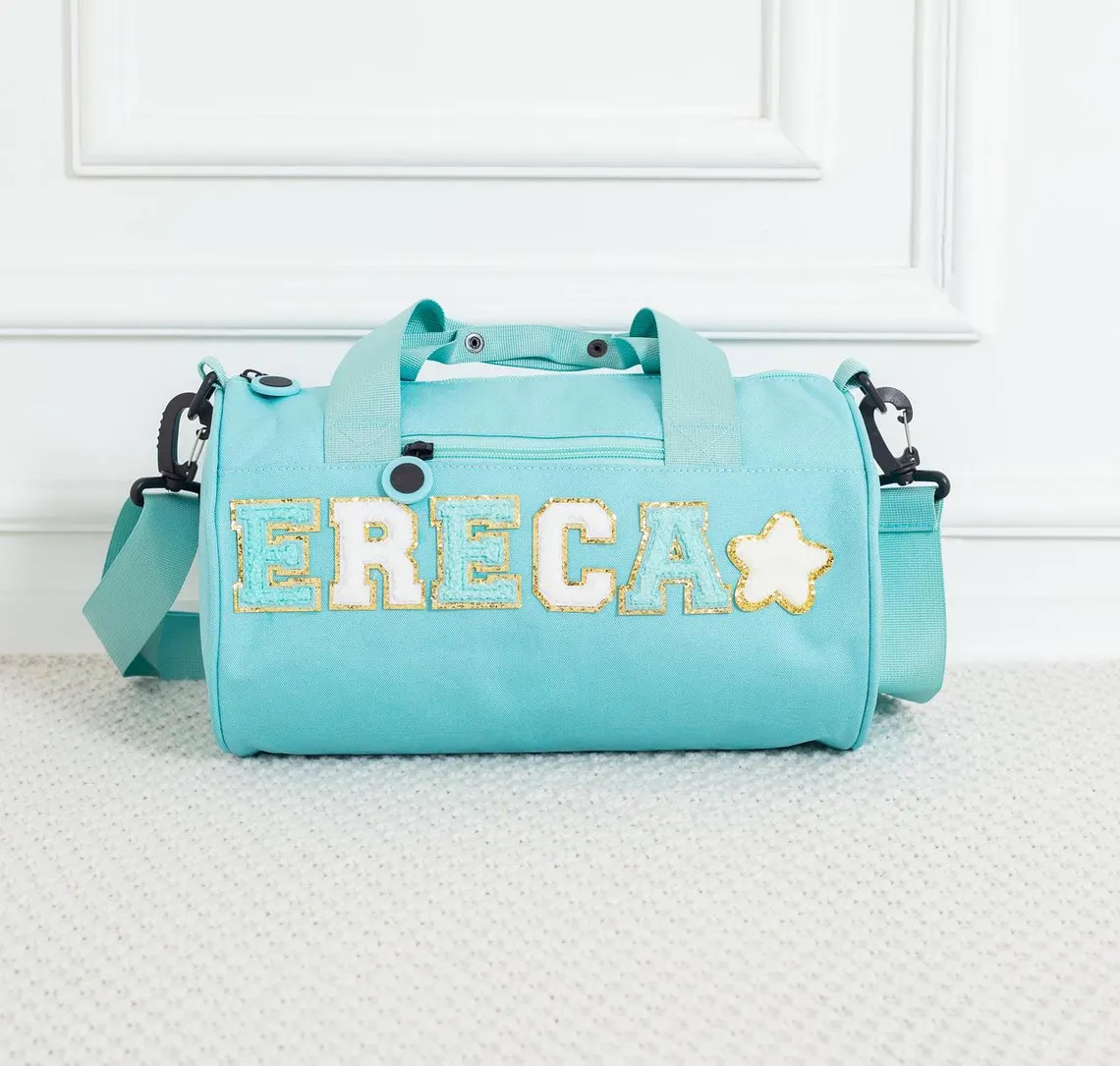 Personalized Chenille Letter Patch Water Proof Duffle Dance Bag