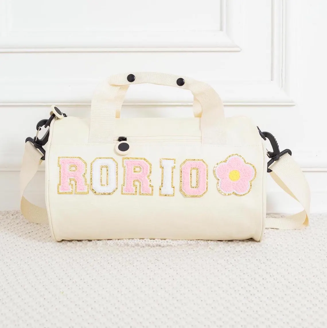 Personalized Chenille Letter Patch Water Proof Duffle Dance Bag