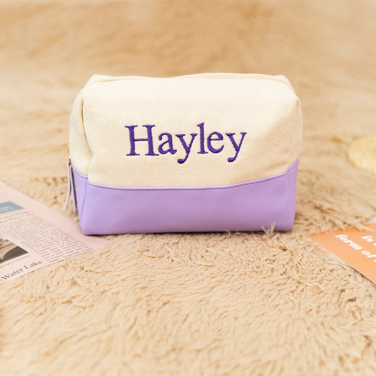 Personalized Embroidery Canvas Portable Makeup Bag