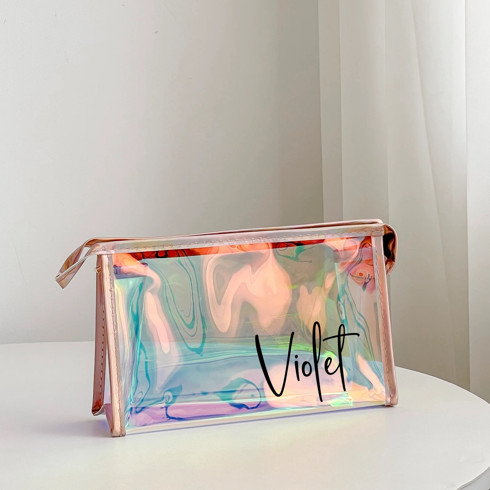 Personalized PVC Magic Laser Clear Makeup Bag