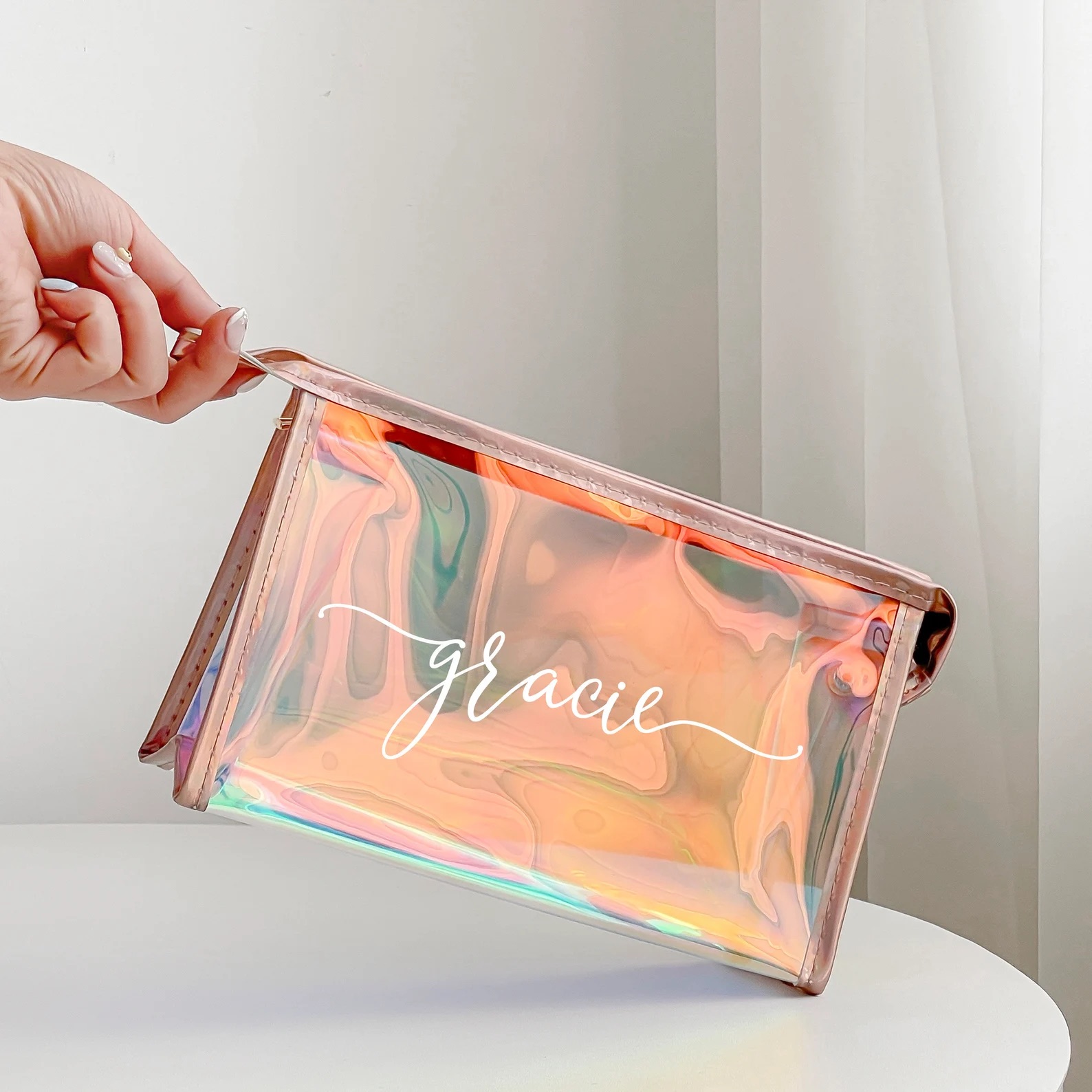 Personalized PVC Magic Laser Clear Makeup Bag