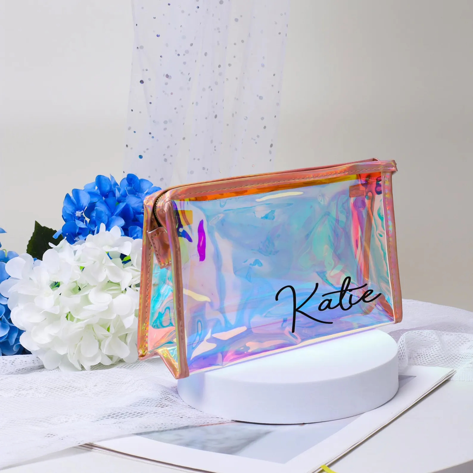 Personalized PVC Magic Laser Clear Makeup Bag