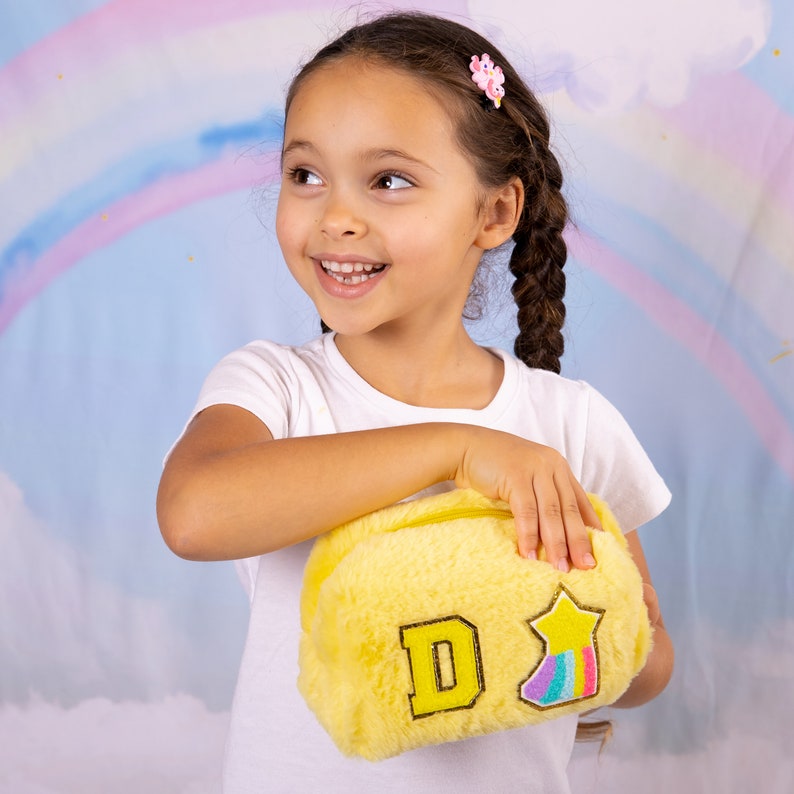 Personalized Chenille Letter Fluffy Pencil Pouch