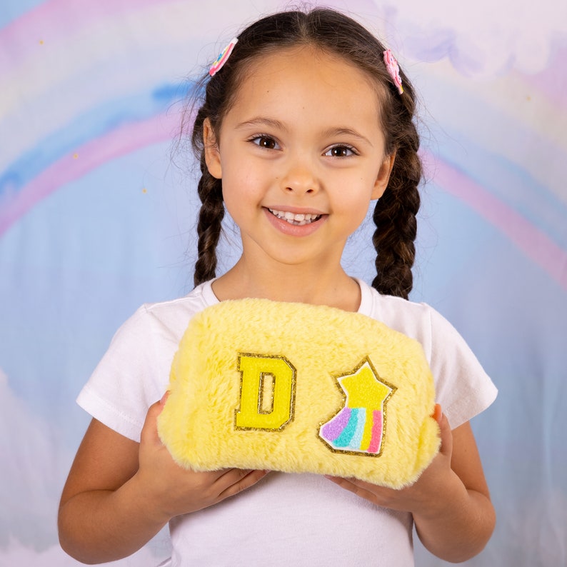 Personalized Chenille Letter Fluffy Pencil Pouch