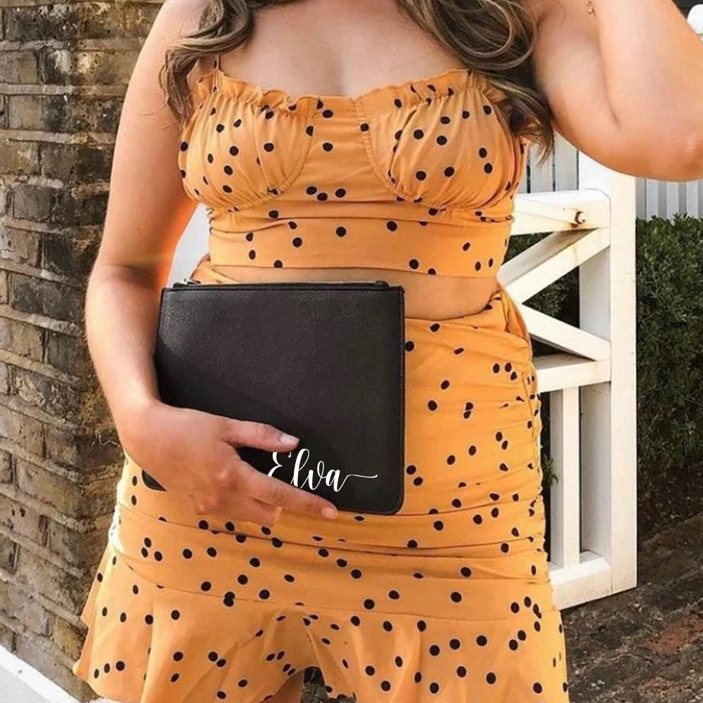 Personalised Linen Fine Grain Leather Makeup Clutch Bag