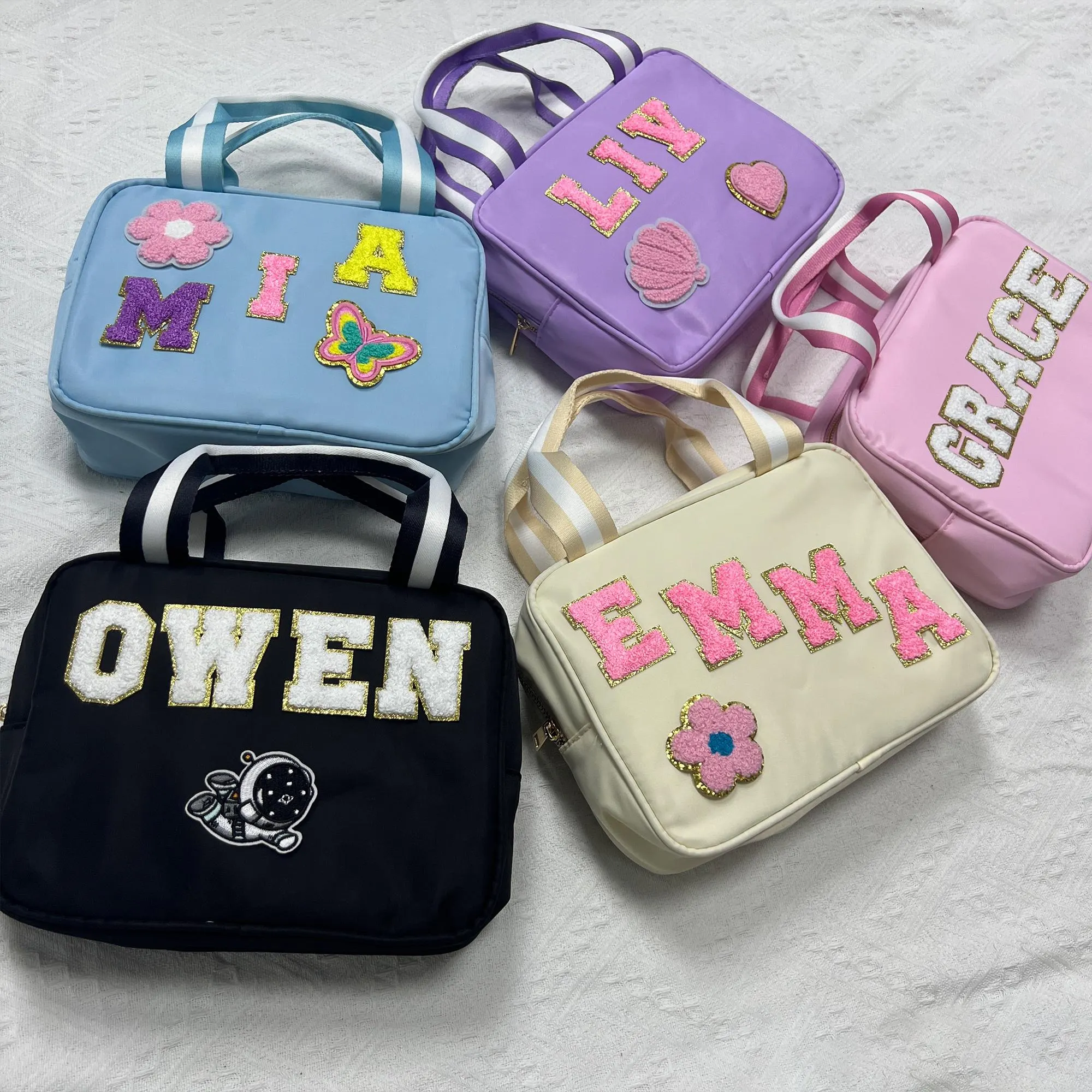 Personalized Chenille Letters Patch Kids Lunch Bag