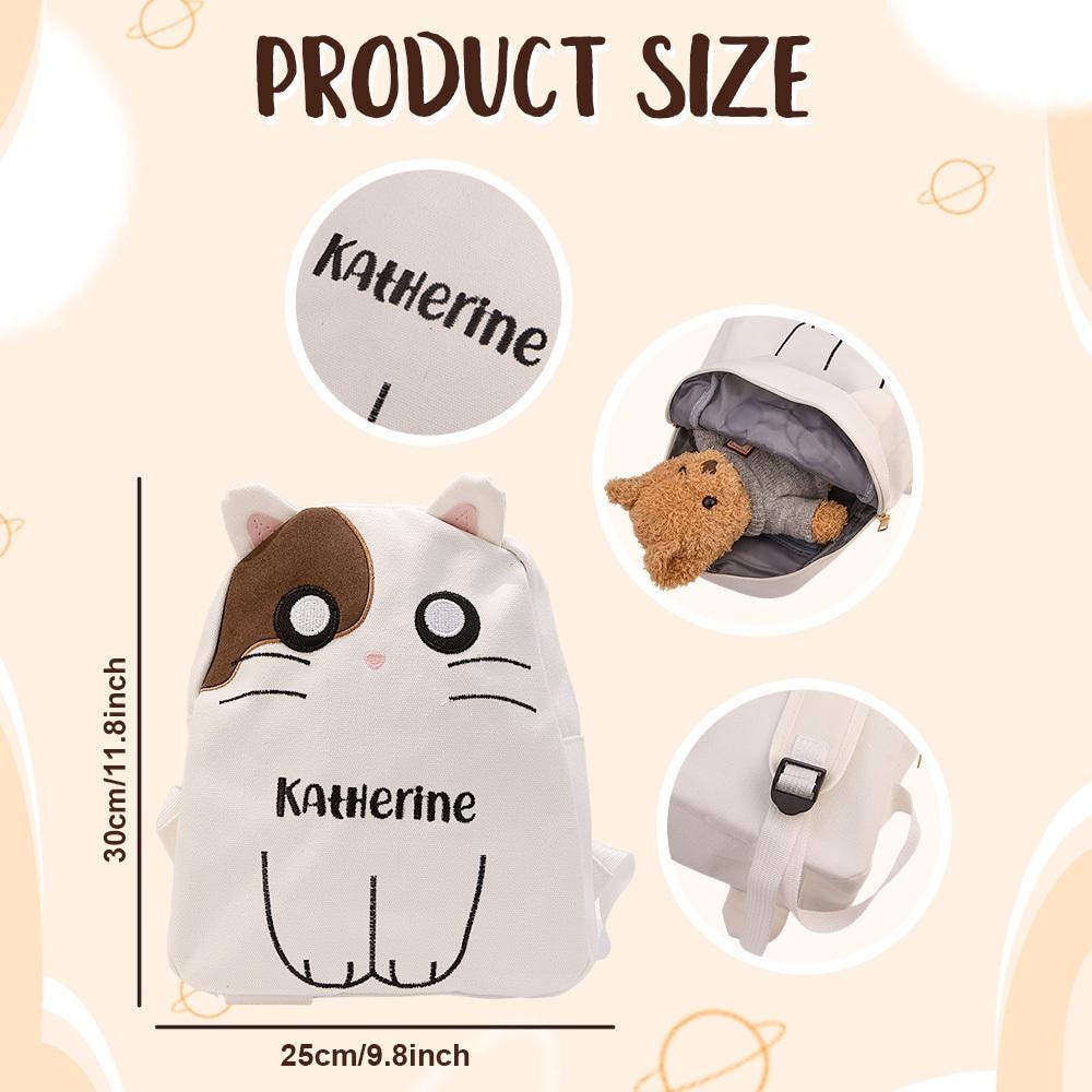 Personalized Embroidered Lovely Cat Backpack