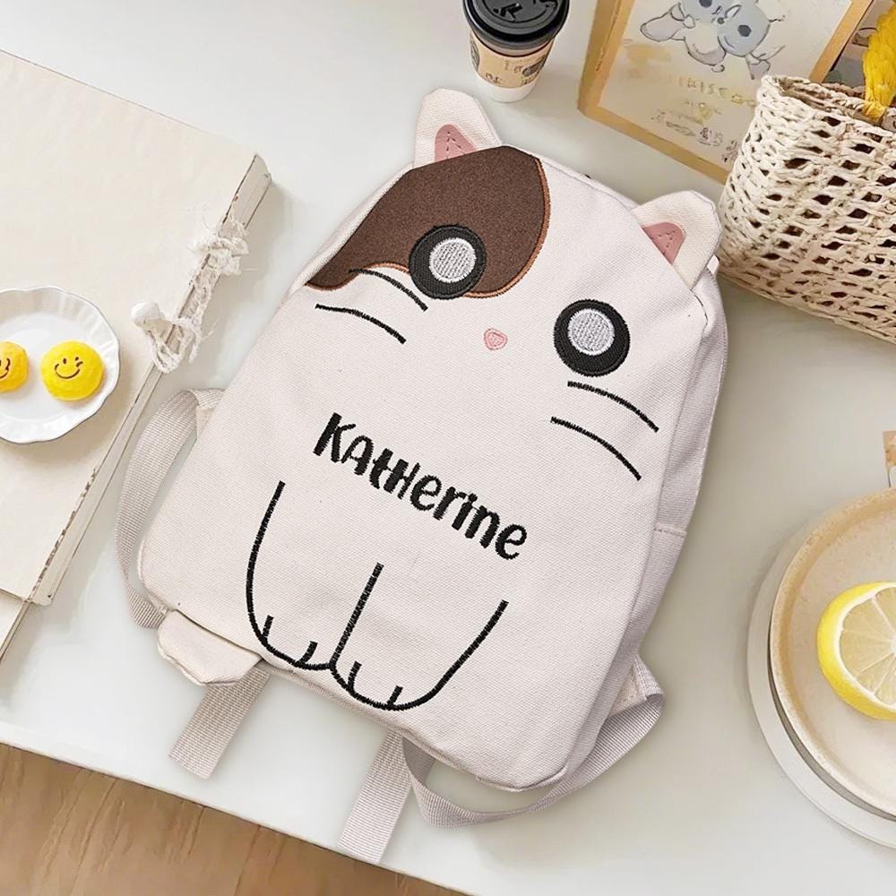 Personalized Embroidered Lovely Cat Backpack