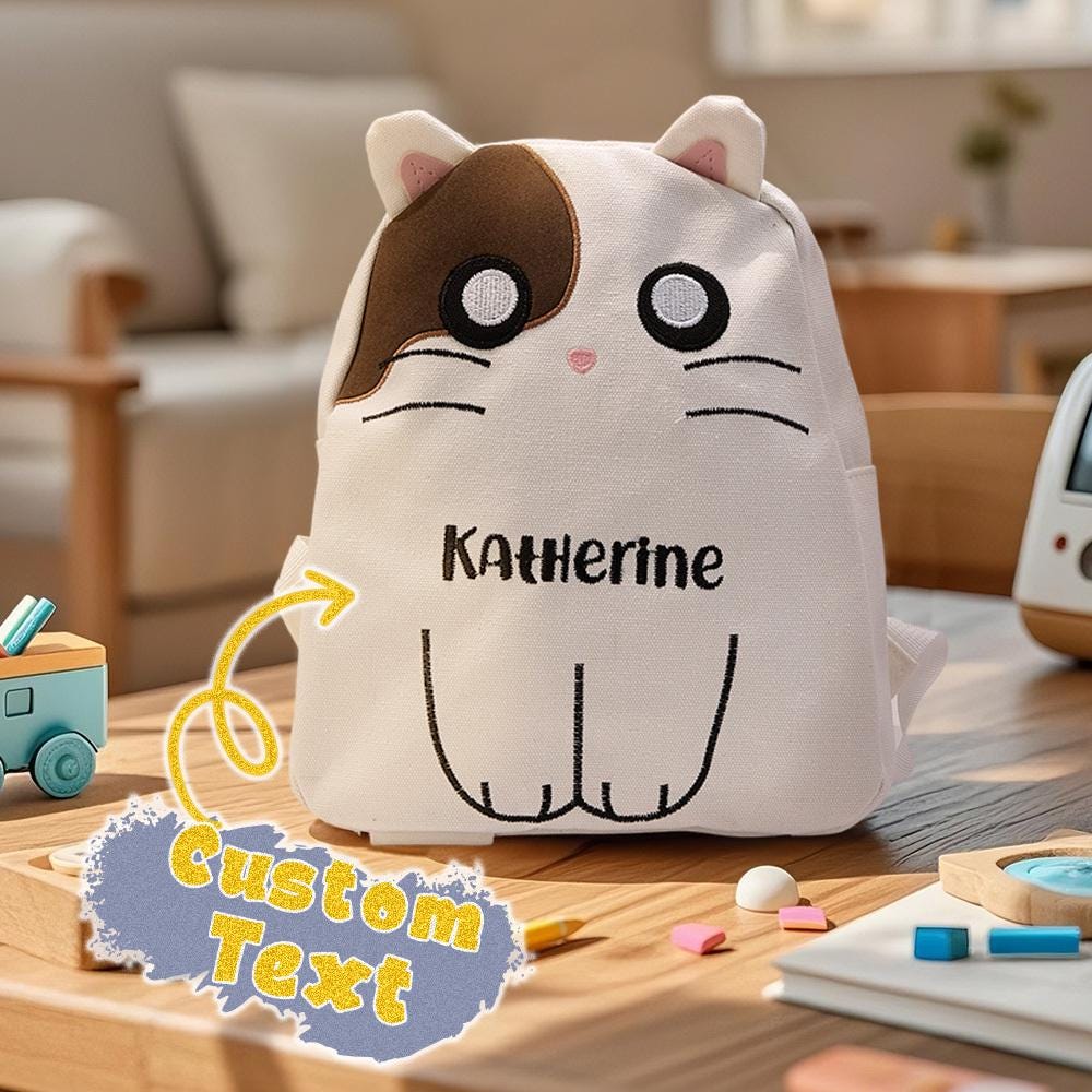 Personalized Embroidered Lovely Cat Backpack