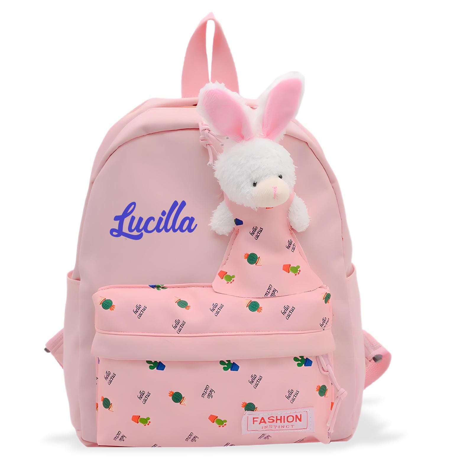 Personalized Kids Cute Bunny Plush School Backpack