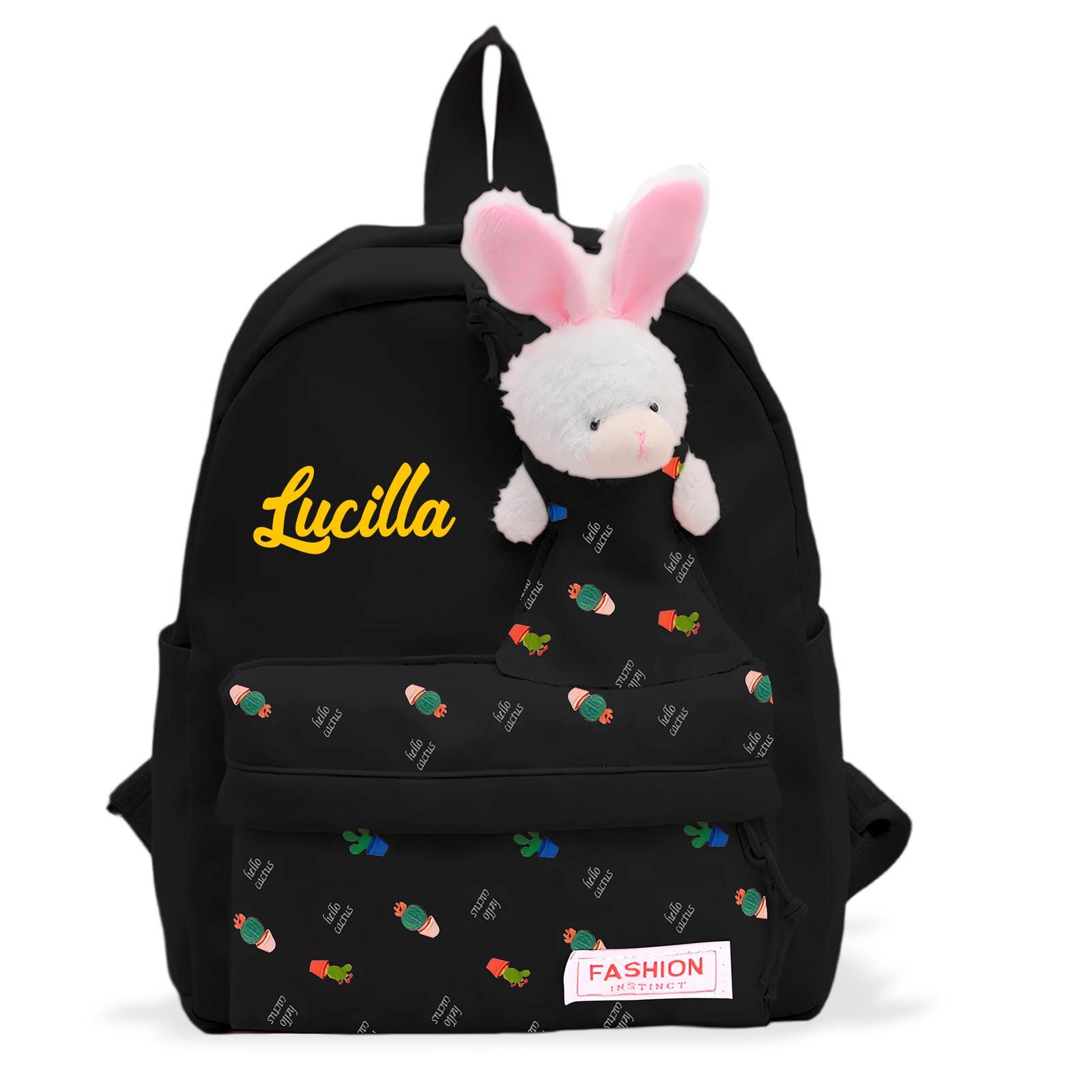 Personalized Kids Cute Bunny Plush School Backpack
