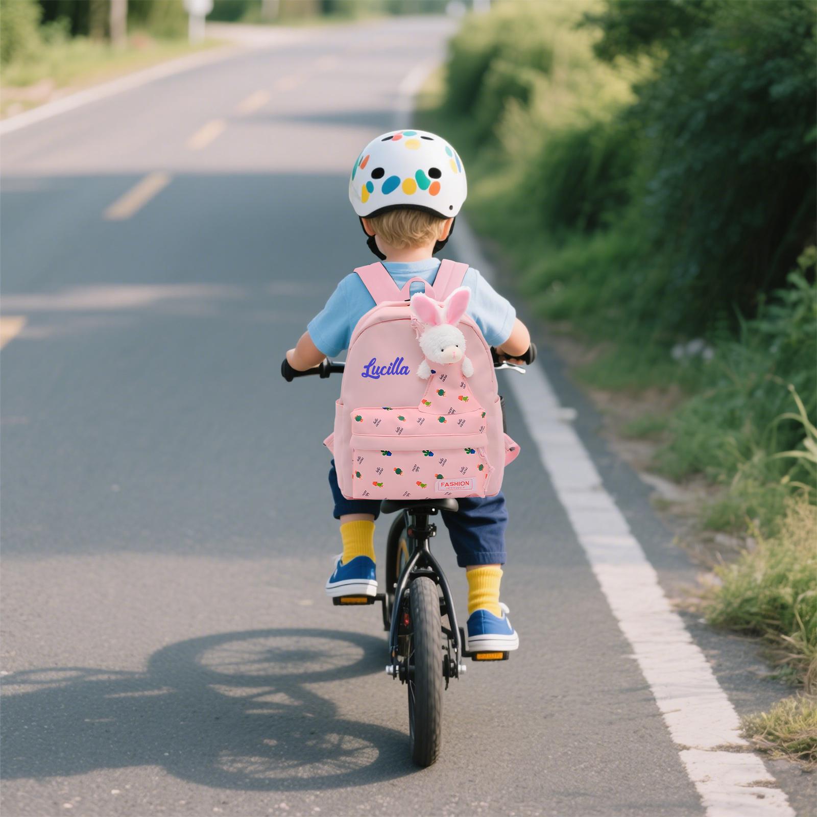 Personalized Kids Cute Bunny Plush School Backpack