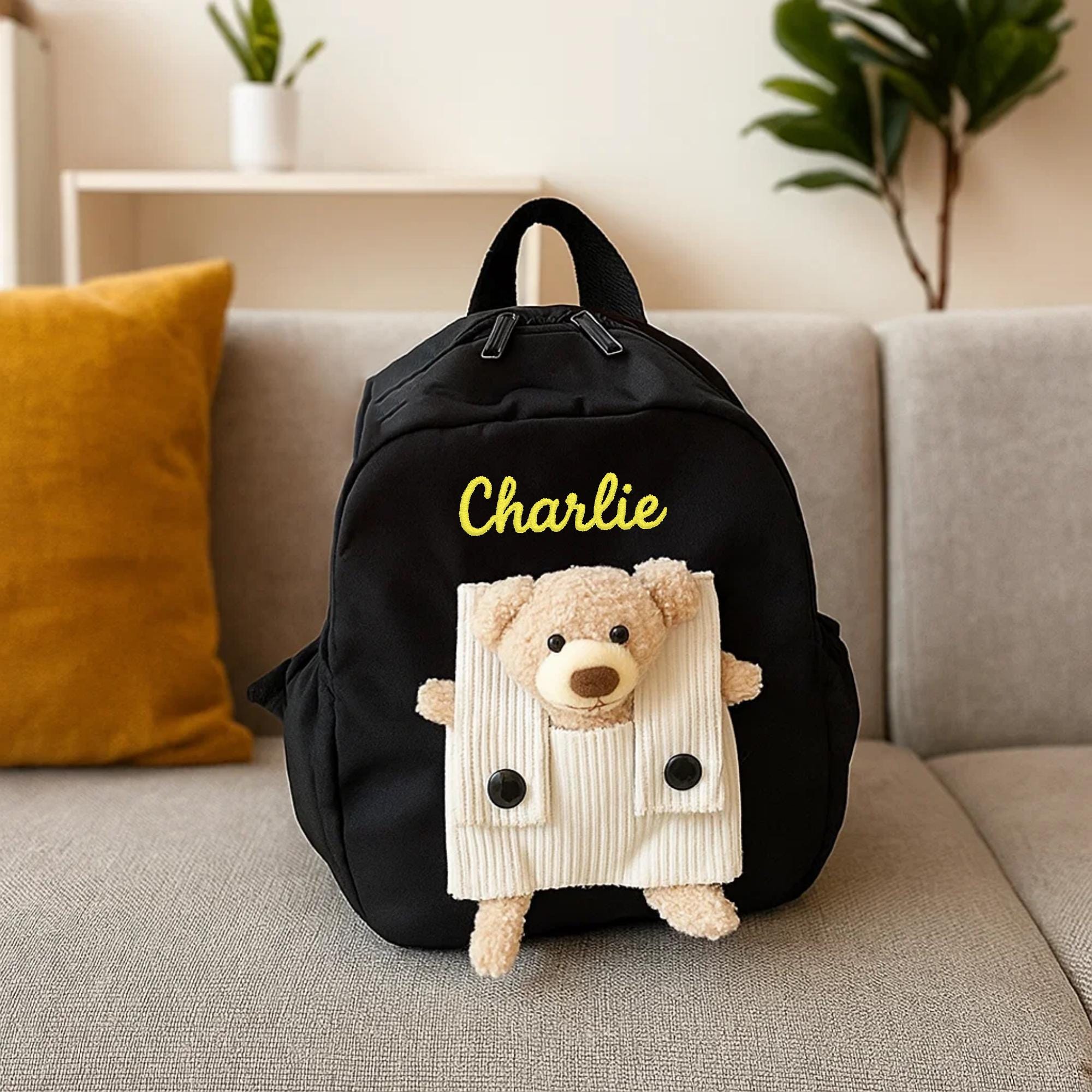 Personalized Embroidery Bear Back to School Backpack