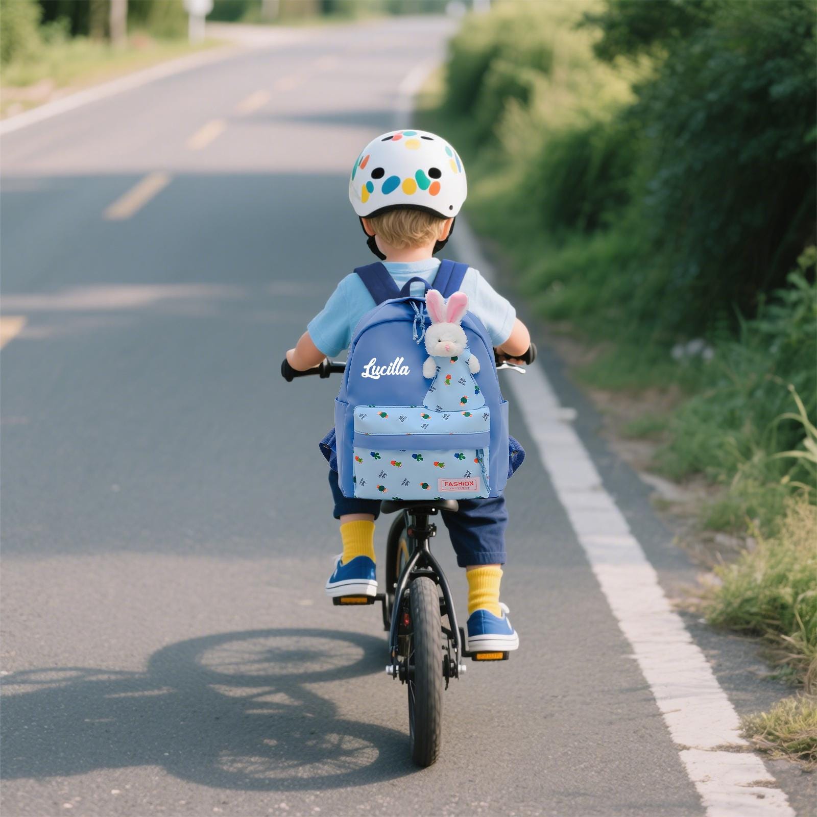 Personalized Kids Cute Bunny Plush School Backpack