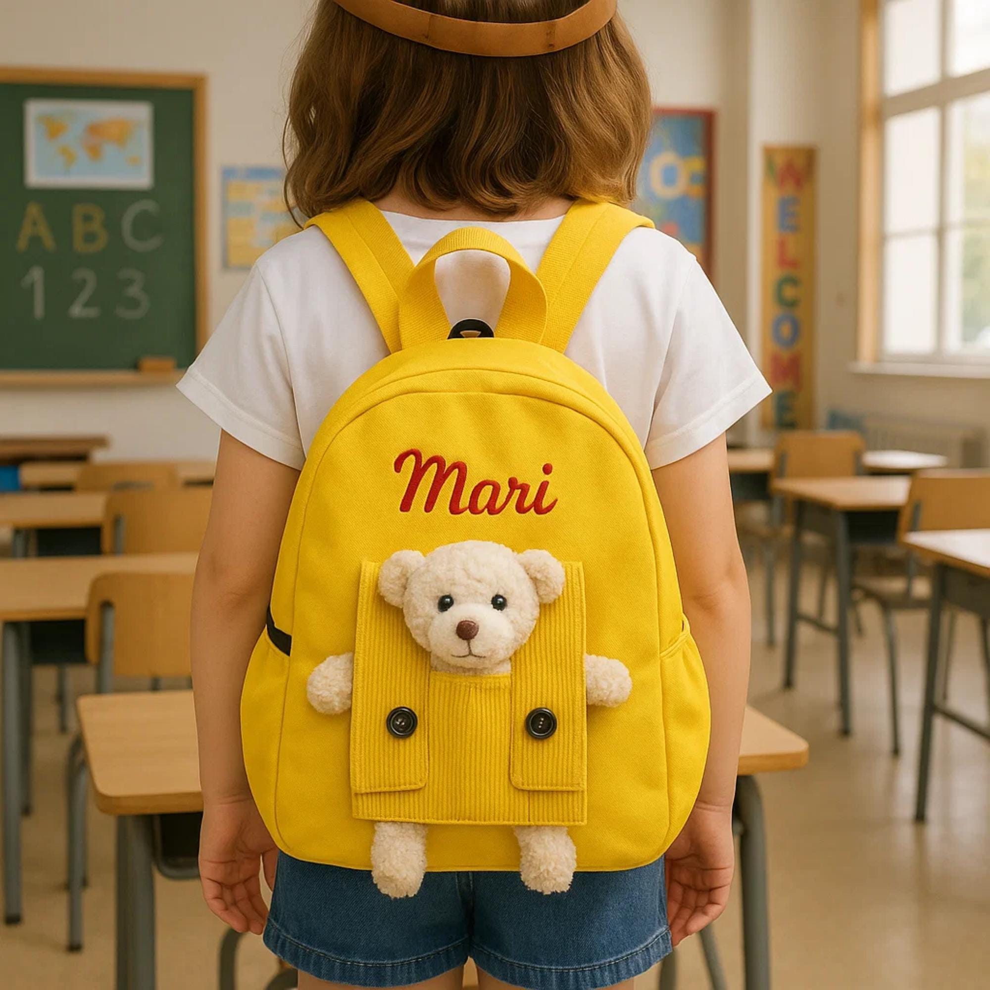 Personalized Embroidery Bear Back to School Backpack