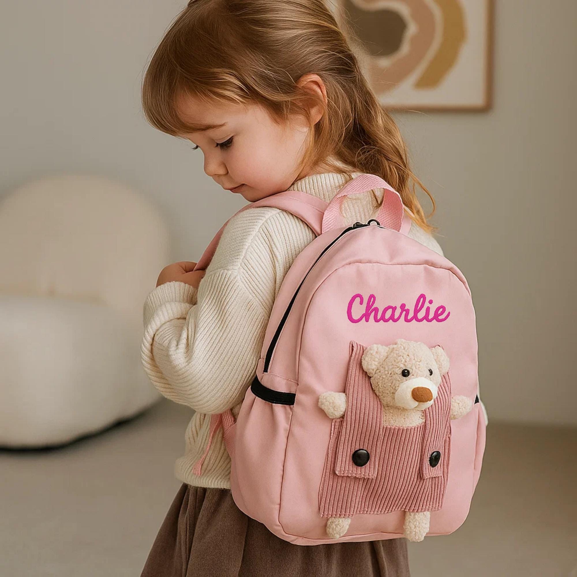 Personalized Embroidery Bear Back to School Backpack