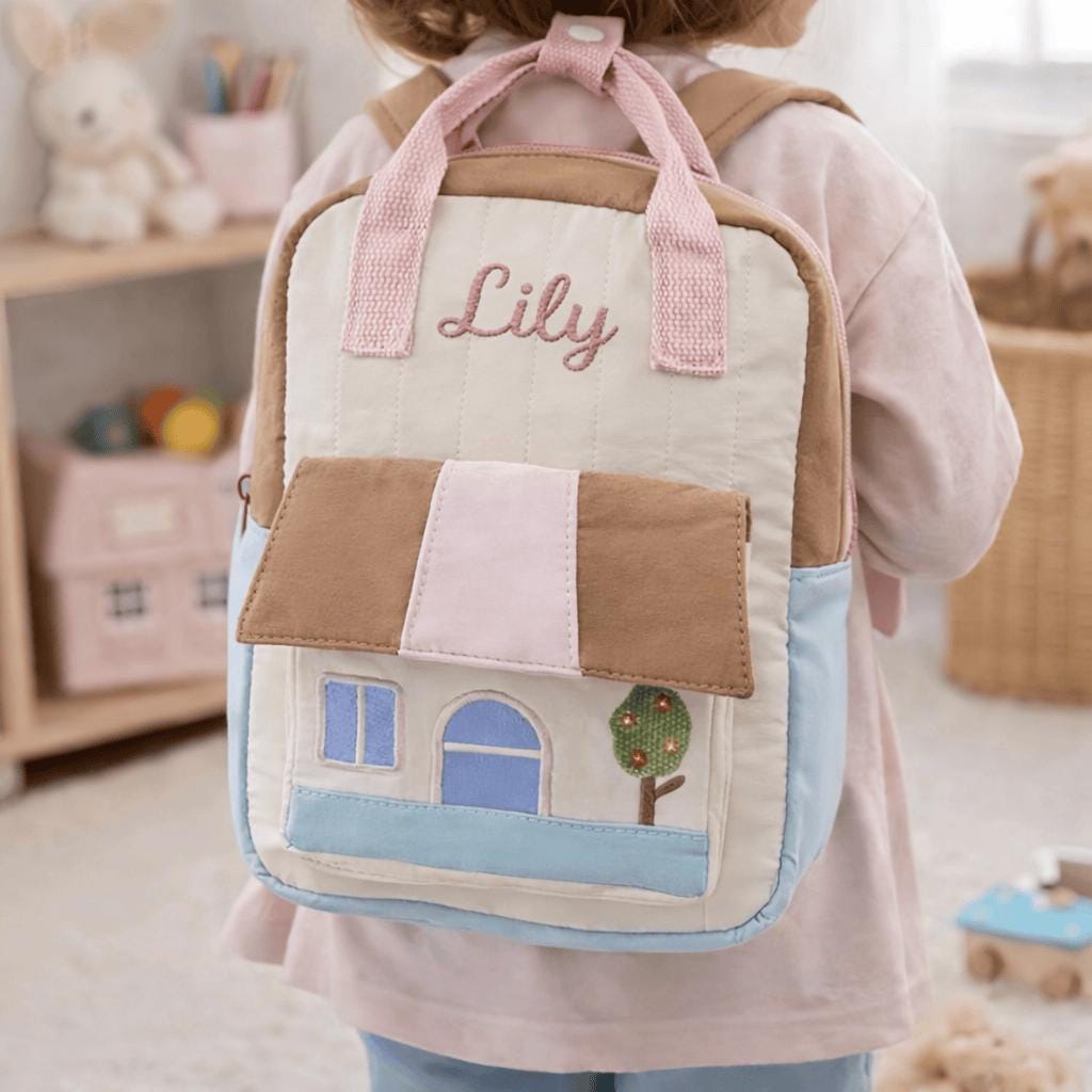 Personalized Embroidery Lovely House Design Backpack