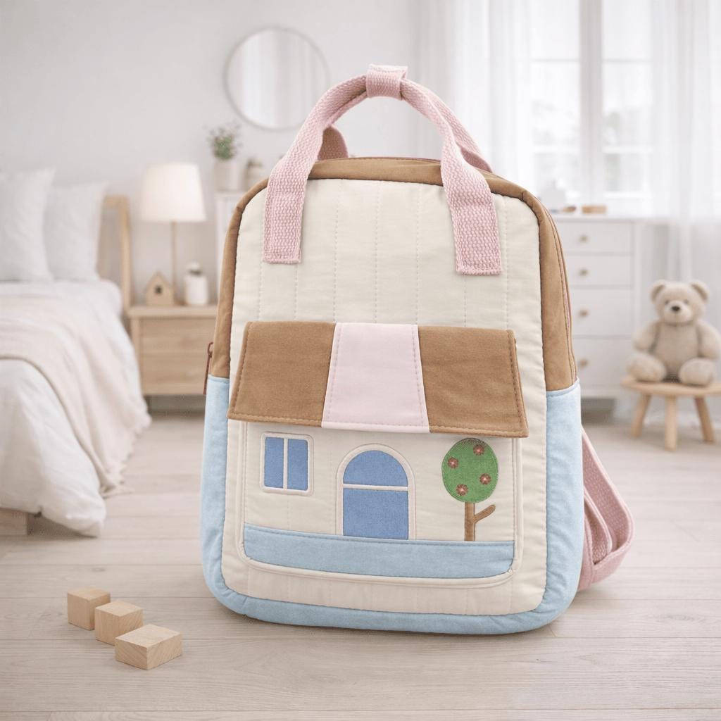 Personalized Embroidery Lovely House Design Backpack