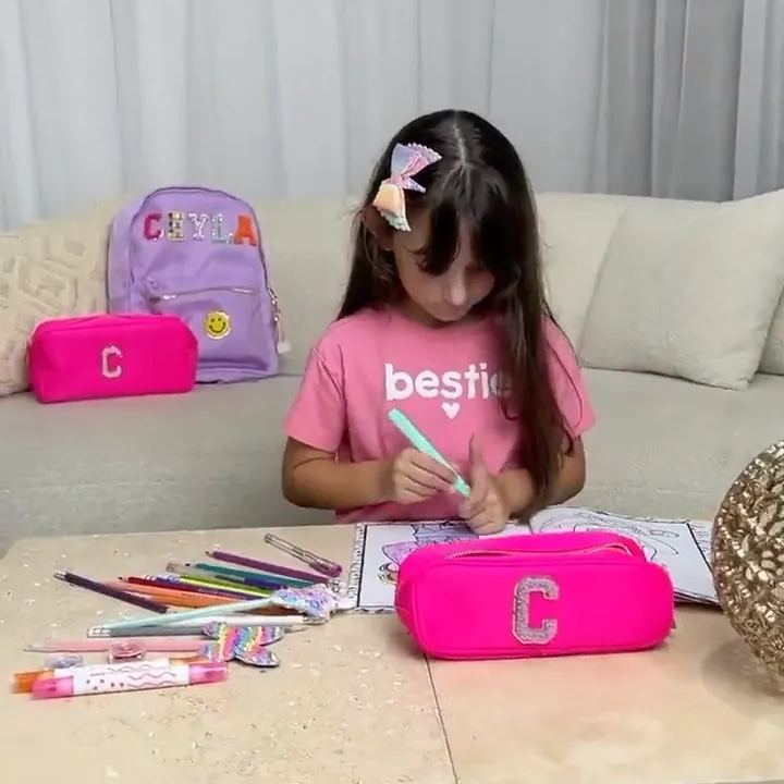 Personalized Chenille Letters Patch Kids Pencil Case