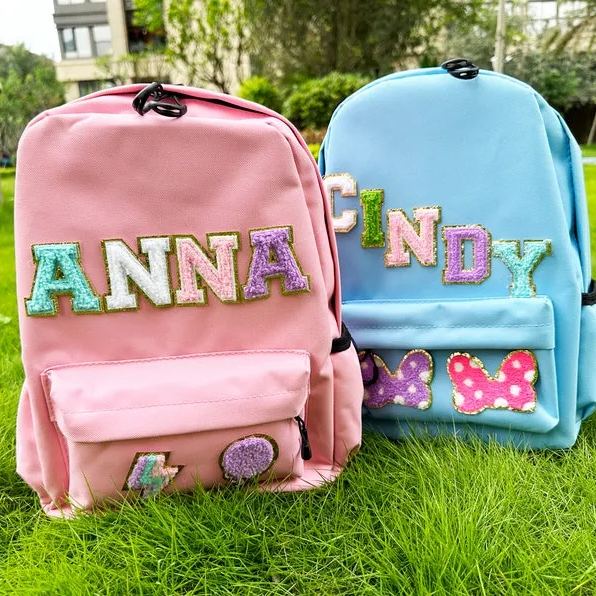 Personalized Chenille Letters Nylon School Backpack
