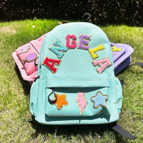 Personalized Chenille Letters Nylon School Backpack