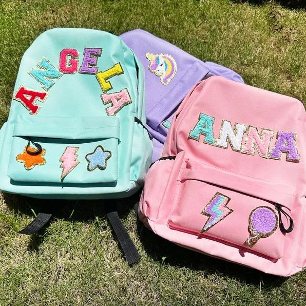 Personalized Chenille Letters Nylon School Backpack