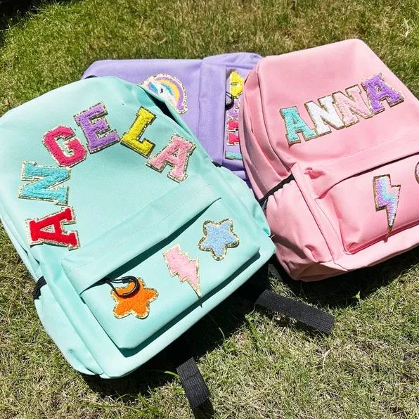 Personalized Chenille Letters Nylon School Backpack