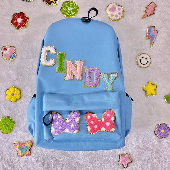 Personalized Chenille Letters Nylon School Backpack